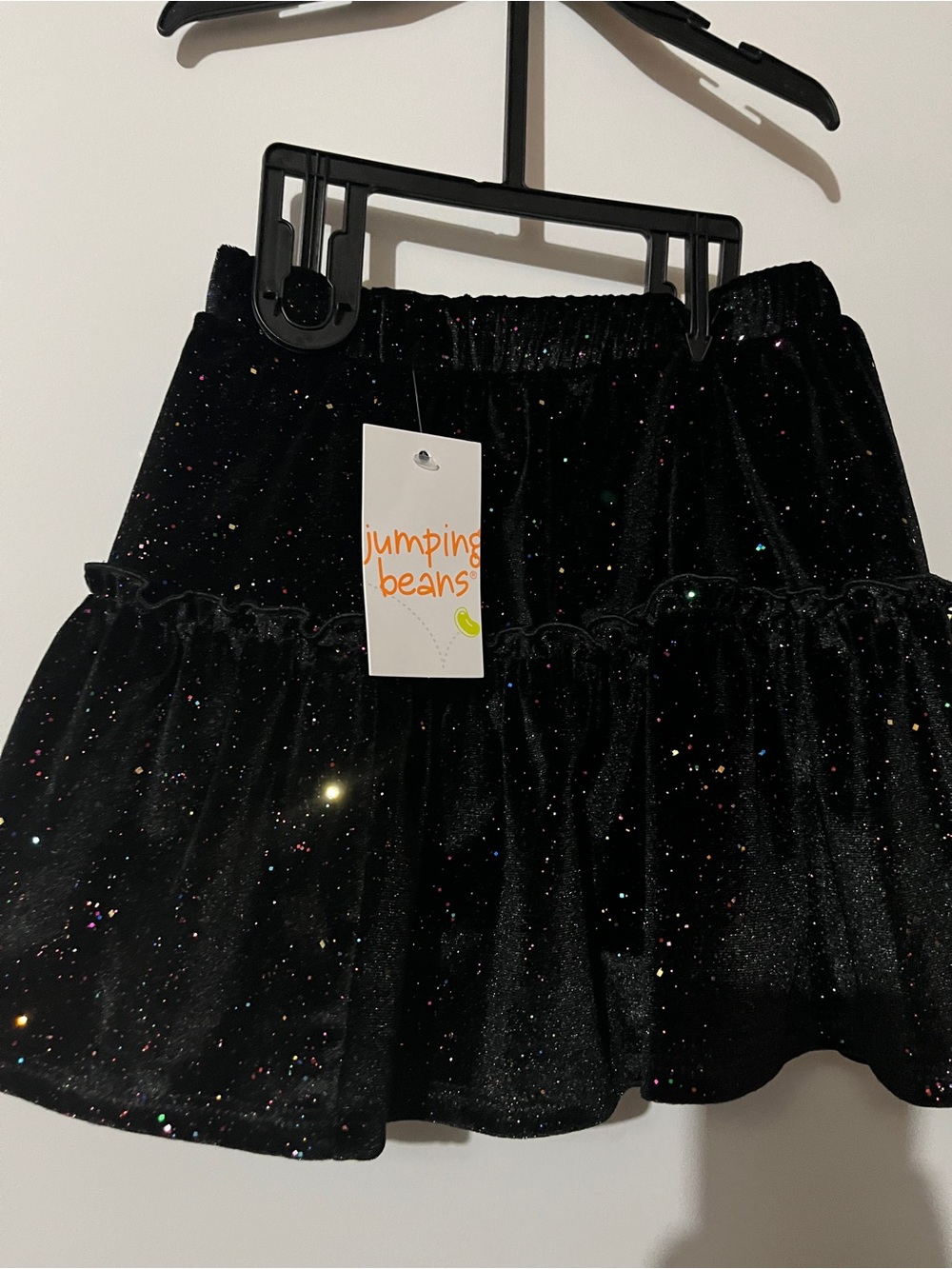 jumping beans Black Glitter Tiered Velvet Skirt